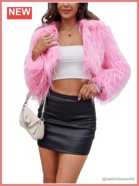 Faux Fur Cropped Jacket Fluffy Shaggy Short Coat